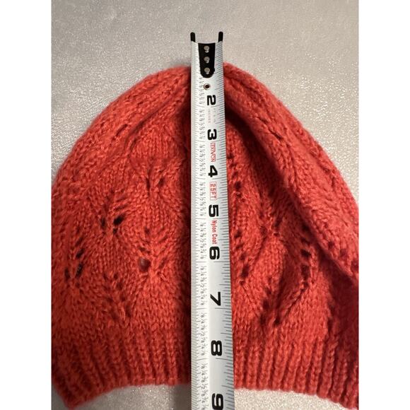 Red Knit Beanie Pattern Orange Comfy Cozy Trendy - Picture 3 of 4